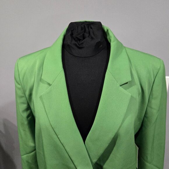 🐢 DKNY Women's Notch-Lapel Long-Sleeve Oversized Blazer Size 14 Green NWT! - Picture 3 of 17